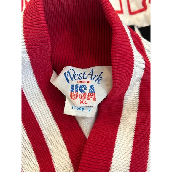 Vintage 1990’s After Shock Liquor White Satin Bomber Jacket West Ark Men’s XL - Picture 11 of 11